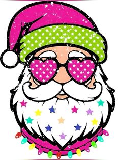 an image of santa claus with sunglasses and stars