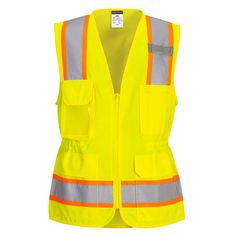 PRICES MAY VARY. PRODUCT USES: The Women's Hi-Vis Contrast Vest is an exciting addition to our collection using lightweight mesh fabric in combination with our jersey fabric for comfort and durablity. With a zipper fastening, an elasticated waistband, 4 external pockets and contrast tape configuration the US392 is designed with women in mind. DESIGN AND FUNCTIONALITY: The Vest-Port extensive range of vests covers the varied demands of the work environment from core styles to the revolutionary "E Cheap Yellow Women's Vest, Yelow Vest, Kids Camp, Safety Vest, Camp Ideas, Rain Pants, Yellow Outfit, Reflective Tape, Types Of Jackets