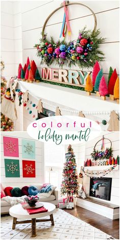 colorful holiday decorations in the living room