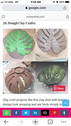 the screen shot shows how to make clay flowers and leaf vases with google search results