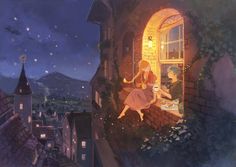 Piskel Art, Creation Art, 판타지 아트, Dreamy Art, The Night Sky, Fantasy World, The Window, Pretty Art, Life Art