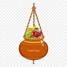 fresh fruits hanging on a rope with the words fresh fruits in front of it, transparent background