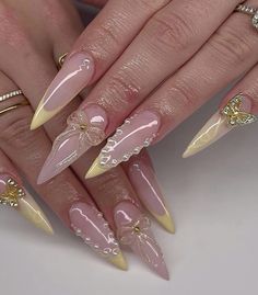 Stiletto Nail Design Ideas, Summer Gold Nails, Almond Summer Nails Design, Stiletto Pink Nails, Summer Nails Stiletto, Stiletto Nails Summer, Nailart Summer, Birthday Nail Designs