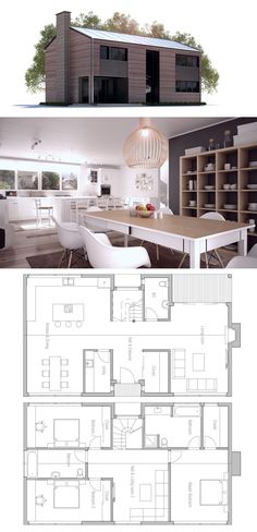 the floor plan for this modern house is very large and has two levels to each level