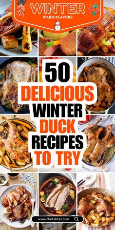 Winter is the perfect time to indulge in the rich, savory flavors of duck. Known for its tender, flavorful meat, duck is a versatile protein that can be prepared in a variety of ways, from roasting and braising to grilling and pan-searing. In this collection of 50+ Winter Duck Recipes, you'll discover an array of dishes that showcase the unique taste of duck, making it ideal for special occasions, holiday meals, or cozy winter dinners. Whether you're new to cooking duck or a seasoned pro, these recipes will inspire you to bring this luxurious bird into your winter menu. Cooking Duck, Easy Winter Recipes, Winter Dinners, Winter Meals, Duck Recipes, Holiday Meals, Winter Dinner, Winter Recipes, Pan Seared