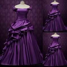 the dress is made up of purple satin