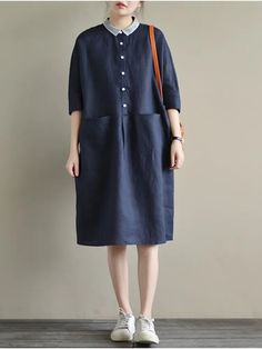 Shipping: Worldwide Express Shipping AvailableDelivery time: 7-15Days Fast ShippingReturns: Fast refund, 100% Money Back Guarantee. Streetwear Formal, Y2k Outfits Dresses, Elegant Casual Dress, Shirt Dress Summer, Linen Dress Women, Blue Dress Formal, Design Clothing, Linen Shirt Dress, Loose Shorts