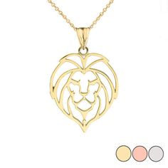 Lion Head Cut Out Pendant Necklace in Gold (Yellow/Rose/White) Origami Lion, Origami Necklace, Shine Jewelry, Lion Necklace, Lion Pendant, Viking Pendant, Gold Lion, Silver Necklace Set, Rose Gold Pendant