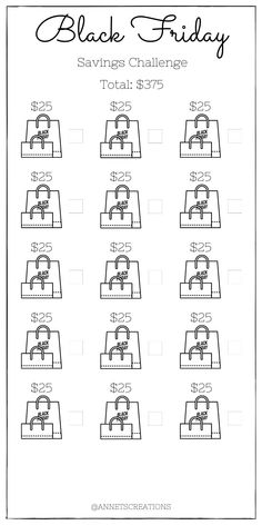 the black friday savings challenge worksheet for students to learn how to make money