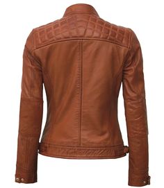 Tan Biker Leather Jacket For Women
This tan leather motorcycle jacket has been designed with both function and style in mind. Perfect for bikers, as well as everyday wear, this quilted leather jacket for women is a must-have outfit for any occasion. It doesn't feel weighty despite its solidness, so wearing it is very comfortable. The slim cut and added stretch make this biker jacket as comfortable as it is flattering, while its secure zip fastenings, fitted waist and soft collar make it incredibly practical. Asymmetrical Leather Jacket, Leather Moto Jacket Womens, Varsity Jacket Women, Shearling Jacket Women, Motorcycle Leather Jacket, Distressed Leather Jacket, Tan Leather Jackets, Lambskin Jacket, Biker Leather Jacket