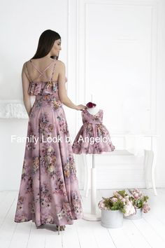 For more dresses for mom and daughter: https://www.etsy.com/shop/ANGELOVEStore?ref=simple-shop-header-name&listing_id=691016892&section_id=26379198 Attention, you need to indicate in the note which print, out of the four offered in the listing, you want to buy. If you do not, then by default, I sew number 2 from the table with options. Women's dress in the floor with roses Elegant dress from which it is impossible to look away. Delicate matte silk, a beautiful large print, open shoulders Pink Sleeveless Matching Set Dress, Dresses For Mom And Daughter, First Birthday Tutu, Mom And Daughter, Royal Outfits, Mommy And Me Outfits, Birthday Tutu, Number 2, Floral Maxi