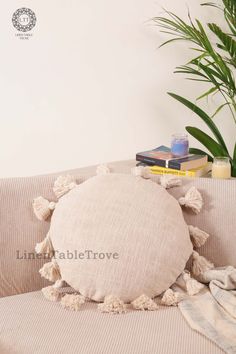 Set of 2 Round throw pillow featuring a cotton slub weave accented with linear tufting and trimmed all around the edge in tassels for a boho accent that makes any nook so cosy. Size: - 16" Inches (40 CM) Diameter Wash Care - Dry Clean Only or Delicate Hand Wash Separately Fabric/Material: Cotton slub Filling: Polyester Boho Couch, Boho Couches, Ivory Throw Pillows, Round Throw Pillows, Couch Pillow, Bohemian Pillow, Bohemian Pillows, Couch Pillows, Scatter Cushions