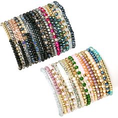 PRICES MAY VARY. 【BEADED BRACELETS SET】This elastic crystal bracelets set contains 35 bracelets of different colors that can be worn alone, stacked, or shared with loved ones. 【HIGH QUALITY MATERIALS】Expertly crafted using high-quality glass beads, these Bohemian-style bracelets offer both durability and comfort. Each multi-faceted crystal reflects light from different angles, helping you to shine and stand out. 【SIZE INFORMATION】With a7-inch inner length and elastic design, these bracelets are Trendy Stackable Beaded Bracelets For Party, Trendy Beaded Bracelets With Tiny Beads For Parties, Adjustable Assorted Bracelets For Party, Boho Beaded Bracelets, Statement Bracelets, Beads Bracelets, Bracelets Set, Crystal Beads Bracelet, Stackable Bracelets