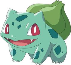 a green and blue pokemon with red eyes