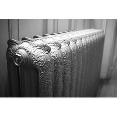 a black and white photo of a radiator