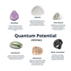 the different types of crystals are shown in this diagram, with their names and description