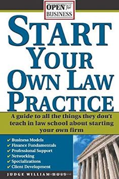 an open business book with the title start your own law practice, written in english