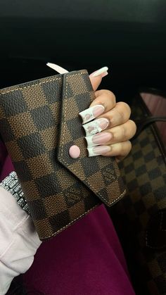 Louis Vuitton Pink Aesthetic, Pink Aesthetic Louis Vuitton, Juicy Couture Suitcase Pink, Pink And Brown Juicy Couture Bag, Pink Louis Vuitton Phone Case, Pink Girly Things, French Nails, Long Nails, Girly Things