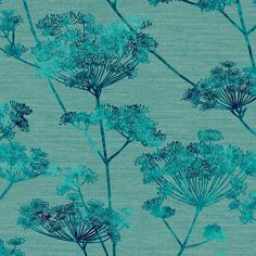 blue flowers on a green background are shown in this image and it looks like they could be used for wallpaper