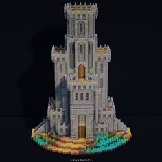 a castle made out of legos on a black background