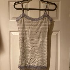 Gray/White Stripped Brand New Adjustable Strap Camisole-Lace Trimmed Y2k Clothes, Lace Camisole, Virtual Closet, Aeropostale, Gray White, Lace Trim, Adjustable Straps, Womens Tops, Brand New