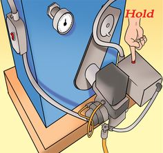 a drawing of a machine that is hooked up to an outlet and plugged in