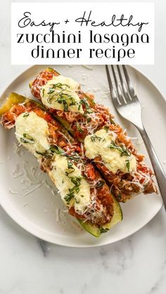 zucchini lasagna dinner recipe on a white plate