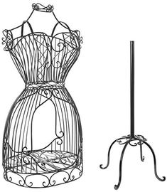 Black Metal Adjustable Wire Frame Dress Form Stand, Freestanding Mannequin Garment Rack-MyGift