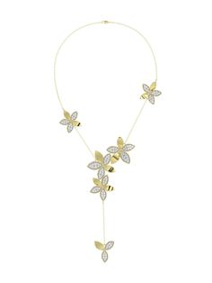 Wild Flower Yellow Gold Y Necklace | Marchesa Yellow Gold Flower Necklace With Adjustable Chain, Gold Diamond Flower Necklace, Gold Flower-shaped Necklace With Diamond Accents, Gold Necklace With Diamond Accents And Flower Shape, Gold Necklace With Diamond Accents In Flower Shape, Luxury Yellow Gold Flower Necklace, Elegant Yellow Flower Pendant Necklace, Diamonds And Gold, Yellow Gold Chain