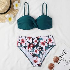 Get ready to make a splash this summer with our stunning two-piece bikini set! Featuring beautiful floral patterns, our bikinis are the perfect way to bring the energy of the summer season to your soul. Made from a blend of high-quality polyester and spandex, these bikinis are not only stylish but also incredibly comfortable to wear. With a high waist design and included pads, they offer both support and coverage where you need it most. And with standard dimensions, they're the perfect fit for a Underwire Swimsuit, Swimsuit Women, Two Piece Swimwear, Melodrama, Print Swimwear, High Waist Bottoms, Mode Vintage, Style Retro