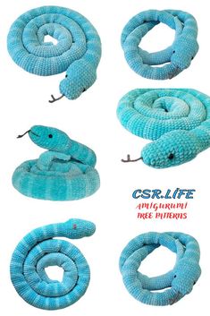 four different types of blue snakes on white background with caption for the description below