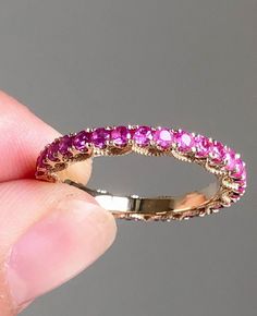 Pink Sapphire Jewelry, Color Stones, Engagement Band, Engagement Bands, Band Engagement Ring, Sapphire Jewelry, Sapphire Engagement, White Topaz, Pink Sapphire