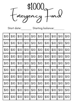 a printable $ 100 emergency fund game