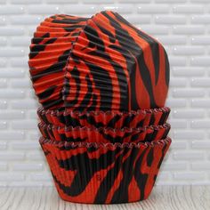 three red and black zebra print cupcake liners