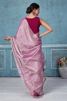 Elegant onion pink silver zari tissue silk saree makes a perfect drape for special occasions. It comes with a matching blouse piece. Disclaimer: The shown stitched blouse on the model is for display purpose only. The saree comes with a matching blouse piece and finished with fall and piko. Onion Pink, Tussar Silk Sarees, Tissue Silk Saree, Fashion Journals, Tussar Silk Saree, Traditional Fabric, Silk Sari, Blouse Dress, Blouse Piece