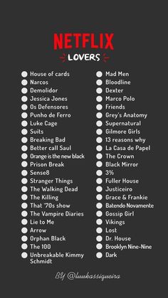 the netflix love list is shown in black and white, with red lettering on it