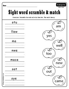 the sight word scramble and match worksheet is shown in this printable version