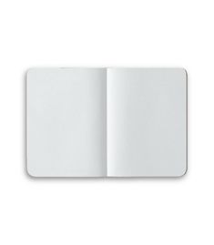 an open notebook on a white background with clippings to the left and right