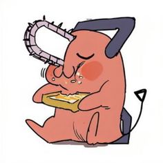 an image of a cartoon character eating pizza