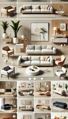 a series of photos showing different types of couches and chairs in various styles, sizes and colors