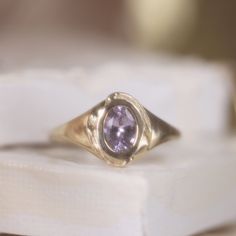 Stone Frame, Lavender Ring, Purple Stone Rings, Ring Purple, Purple Sapphire, Purple Stones, Bling Rings, Recycled Gold, Natural Sapphire