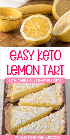 easy keto lemon tart with text overlay