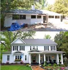 before and after pictures of a white house