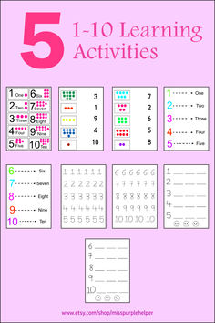 the 5 - 10 learning activities for kids to learn numbers and counting with this printable activity