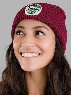 From city streets to the highest peaks, the Gnara x Outpatch Beanie adds flair to your fit whenever you Answer Nature's Call. This cozy and cute hat will be your new go-to all season long. We're proud to introduce our first beanie in partnership with Outpatch, a woman and Veteran-owned company based in Vermont. Gnara met Outpatch Co-Founder Rachel Willis through our Wild Strides initiative that we co-organized with The Wild Gift last summer, where Gnara founders embarked on a multi-day trek with Fall Casual Beanie With Logo Patch, Casual Fall Beanie With Logo Patch, Winter Cotton Hats With Logo Patch, Red Beanie For Fall, One Size Fits Most, Red Beanie For Outdoor, Casual Red Soft Knit Beanie, Cheap Red Cotton Beanie, Playful Red Beanie Hat, Crown Heights