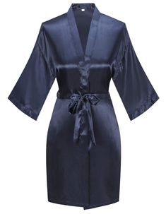 PRICES MAY VARY. About size: Please refer to the sizing information in the Product Description before placing order. Classic design with two side pockets, adjustable belt, inside tie closure. Luxurious silky feel and look. Lightweight and relax. Available in multiple colors. Great as bridal shower gift, loungewear, sleepwear and Kimono cardigan, etc. 
Women's Pure Color Satin Kimono Robe Short Bridesmaids Robe. Simply but Clssic, great for bridal shower gift, loungewear, sleepwear and Kimono car Bridal Party Dressing Gowns, Bridesmaid Bathrobe, Bridesmaids Robe, Wedding Party Robes, Short Kimono Robe, Silky Robe, Wedding Kimono, Kimono Robes, Silk Satin Fabric