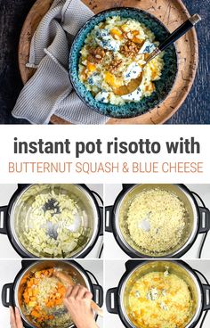 instant pot risotto with butternut squash and blue cheese is the perfect side dish