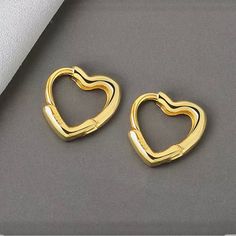 Beautiful New Tiny Dainty Feminine 14k Gf Heart High Polished Hoop Earrings. Can Be Worn In The 1st Or 2nd Hole. So Feminine & Sweet, Wear W/Any Style Outfit, Any Occasion Gold Filled Not Plated! Stamped .925 - Size: A Bit Smaller Than 1/2in H X W. ** Brand New W/Tag! *Msrp $120 ** See Jewelry Sale Ads Near Or At The Top Of Closet For Savings Info! - All Jewelry On Sale & We Have Jewelry Listed All Throughout Closet So Do A Filtered Search To Find It All Fast! ** All Kinds Of Different Nwt, Nwot Gold Open Heart Huggie Earrings For Everyday, Elegant Everyday Huggie Earrings For Valentine's Day, Elegant Valentine's Day Huggie Earrings, Gold Open Heart Huggie Earrings For Anniversary, Yellow Gold Heart Hoop Earrings For Everyday, Everyday Gold Double Heart Huggie Earrings, Heart-shaped Yellow Gold Hoop Earrings For Everyday, Elegant Everyday Hoop Earrings For Valentine's Day, Everyday Heart-shaped Yellow Gold Hoop Earrings