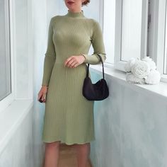 FREE SHIPPING Women Turtleneck Slim Long Sweater Dress L0253 Spring Ribbed A-line Sweater Dress, Casual Solid Color Slim Fit Mini Dress, Casual Slim Fit Mini Dress, Slim Fit Casual Mini Dress, Winter Long Sleeve Non-stretch Mini Dress, Long-sleeve Ribbed Dress, Casual Fitted Long Sleeve Dress, Casual Long Sleeve Fitted Dress, Green Long Sleeve Fitted Midi Dress