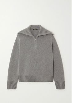 Tailoring Sweaters, Gray Cashmere Sweater With Ribbed Collar, Gray Cashmere Sweater, Half Zip Sweaters, Simple Trendy Outfits, Loro Piana, Winter Coats Jackets, Zip Sweater, Cashmere Sweater